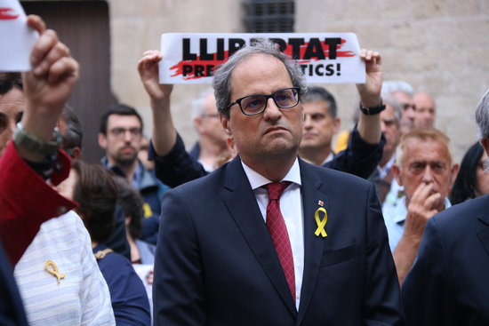 President Quim Torra during event calling for freedom for jailed leaders (by ACN)